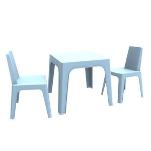 Niebieski dziecięcy komplet ogrodowy 1 stołu i 2 krzesełek Resol Julieta