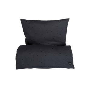 Zestaw czarnej poszwy na kołdrę i poduszki z bawełny organicznej OYOY Dot, 200x140 cm