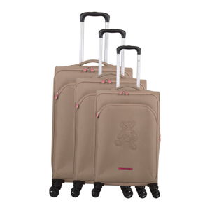 Zestaw 3 beżowych walizek z 4 kółkami Lulucastagnette Emilia