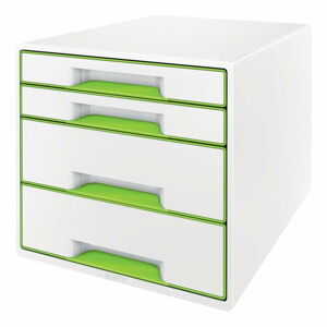 Biało-zielony pojemnik z szufladami Leitz WOW CUBE, 4 szufladki