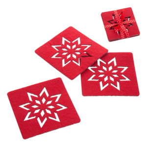 Zestaw 4 czerwonych świątecznych tacek Unimasa Star