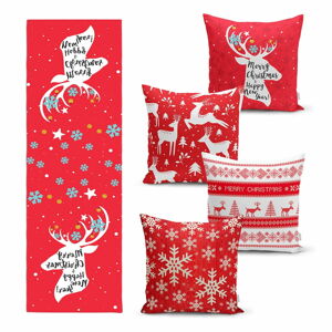 Zestaw 4 świątecznych poszewek na poduszki i bieżnika Minimalist Cushion Covers Joy