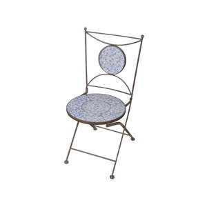 Niebiesko-białe krzesło z ceramicznym siedziskiem Ego Dekor