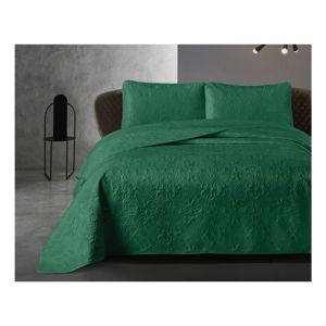 Zielona narzuta z mikroperkalu z 2 poszewkami na poduszkę Dreamhouse Velvet Clara, 180x250 cm