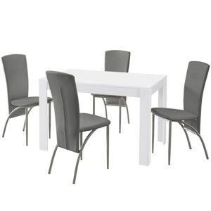 Komplet stołu i 4 szarych krzeseł Støraa Lori Nevada White Light Grey