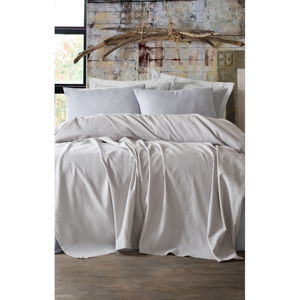 Zestaw narzuty na łóżko, prześcieradła i 2 poszewek na poduszki EnLora Home Deportes Cream, 200x235 cm