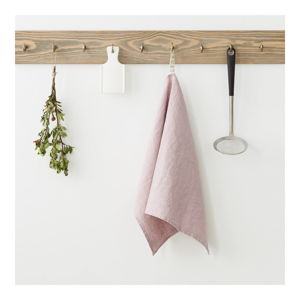 Jasnoróżowy lniany ręcznik kuchenny Linen Tales, 65x45 cm