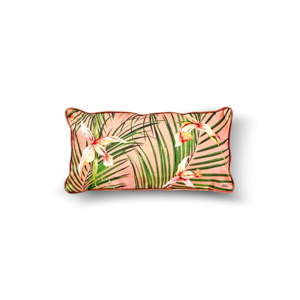 Różowa poduszka z tropikalnym wzorem The Mia Parrot, 40x20 cm