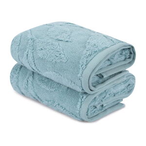 Turkusowe bawełniane ręczniki zestaw 2 szt. 50x90 cm Estela – Foutastic