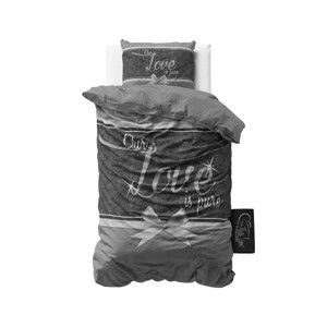 Szara bawełniana pościel jednoosobowa Sleeptime Pure Love, 140x220 cm