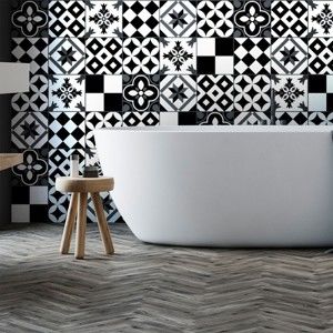 Zestaw 60 naklejek ściennych Ambiance Wall Decal Cement Tiles Pinocito, 10x10 cm