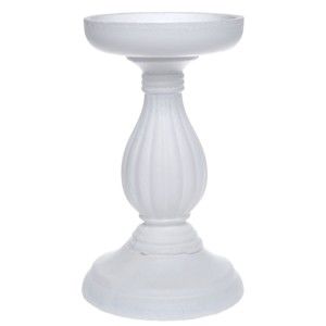 Biały świecznik drewniany Ewax Rusto, wys.18 cm