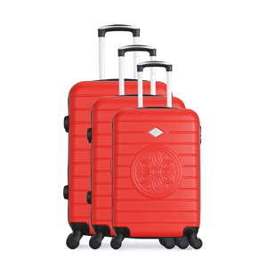 Zestaw 3 czerwonych walizek na kółkach GERARD PASQUIER Mireno Valises