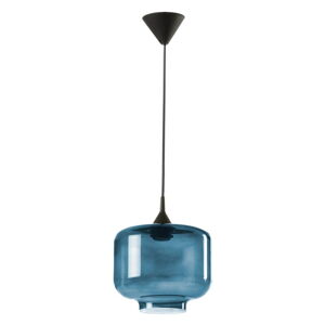 Czarna lampa wisząca z niebieskim szklanym kloszem Tierra Bella Ambar, ø 25 cm