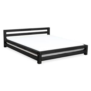 Czarne łóżko 2-osobowe z drewna świerkowego Benlemi Double, 200x200 cm