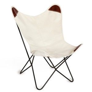 Białe krzesło z płótna Simla Butterfly