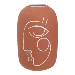 Ceramiczny wazon w kolorze ceglanej czerwieni InArt Face, wys. 25 cm
