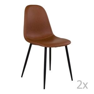 Zestaw 2 brązowych krzeseł z czarnymi nogami House Nordic Stockholm