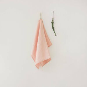 Różowy lniany ręcznik kuchenny Linen Tales, 65x45 cm