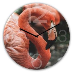 Zegar ścienny Styler Glassclock Flamingo, ⌀ 30 cm