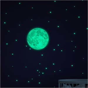 Zestaw ściennych naklejek świecących w ciemności Ambiance Moon Stars and Planet