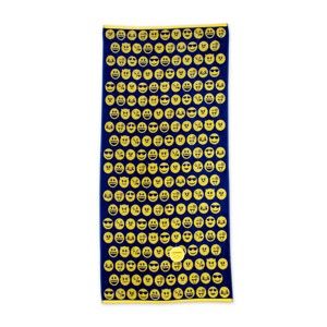 Czarno-żółty bawełniany ręcznik plażowy Bergner Emoticon, 75x150 cm