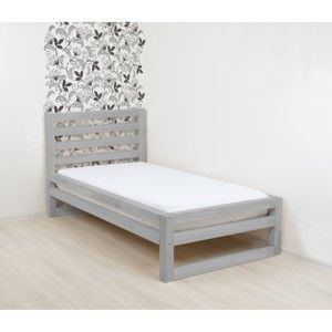 Szare drewniane łóżko 1-osobowe Benlemi DeLuxe, 190x120 cm