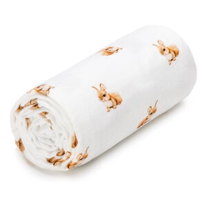 Biały muślinowy ręcznik dziecięcy 100x120 cm Bunny – T-TOMI