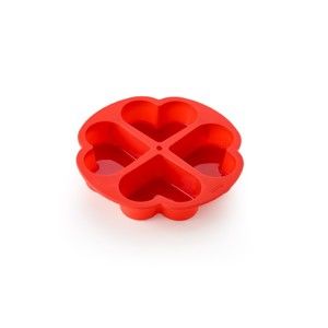 Czerwona silikonowa forma do tortu z przegródkami kształcie serca Lékué, ⌀ 25 cm