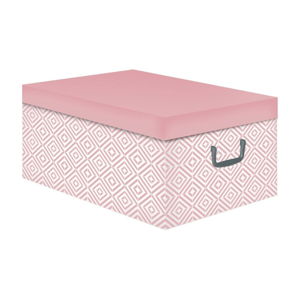 Różowe pudełko z pokrywką Compactor Cube 50x40x25 cm
