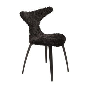 Czarne krzesło ze skórzanym siedziskiem DAN-FORM Denmark Dolphine