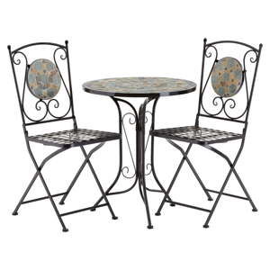 Komplet 2 szarych krzeseł ogrodowych z mozaiką i stolika Premier Housewares Amalfi