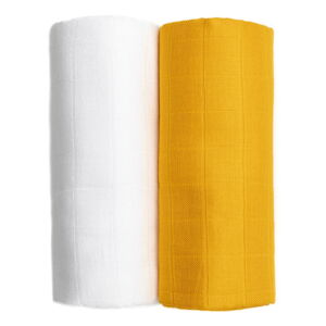 Zestaw 2 bawełnianych ręczników w białym i żółtym kolorze T-TOMI Tetra, 90x100 cm