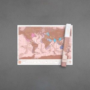 Mapa/zdrapka świata w kolorze różowego złota Luckies of London Millenial