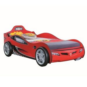 Czerwone łóżko dziecięce w kształcie auta Race Cup Carbed Red, 90x190 cm