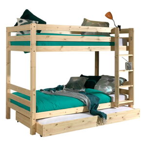 Naturalne piętrowe łóżko dziecięce z litego drewna sosnowego ze schowkiem PINO – Vipack
