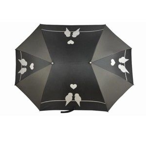 Czarny parasol dla 2 osób Esschert Design Love Birds, dł. 129 cm