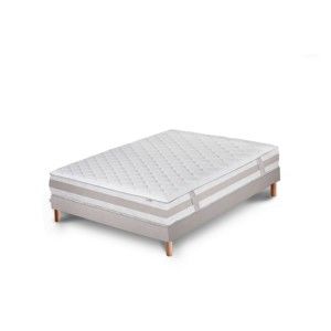 Jasnoszare łóżko z materacem Stella Cadente Maison Saturne Europe, 160x200 cm