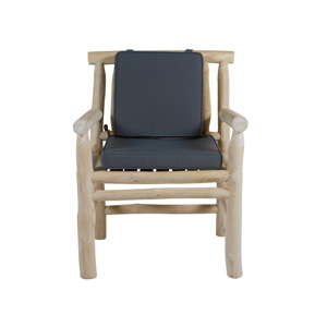 Fotel z drewna tekowego z szarym siedziskiem Santiago Pons Capri