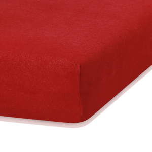 Czerwone prześcieradło elastyczne z dużym dodatkiem bawełny AmeliaHome Ruby, 200x80-90 cm