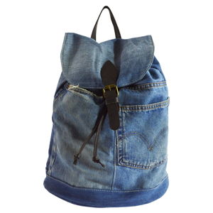 Niebieski plecak dżinsowy ze skórzanymi szelkami Chicca Borse Light