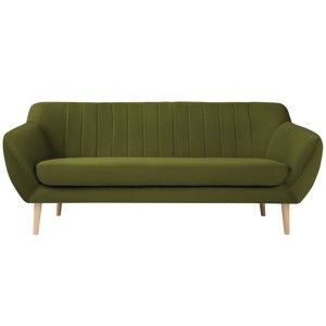 Zielona aksamitna sofa Mazzini Sofas Sardaigne, 188 cm
