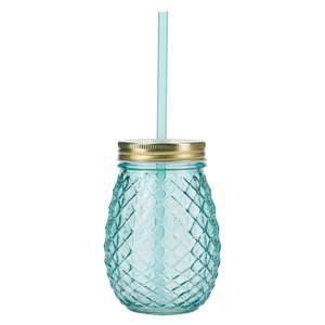 Niebieska szklanka ze słomką Miss Étoile Pineapple