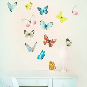 Naklejka wielokrotnego użytku Watercolour Butterflies Mini, 30x21 cm