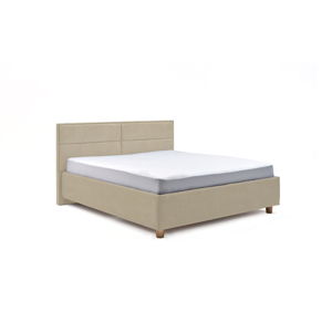 Beżowe dwuosobowe łóżko ze stelażem i schowkiem DlaSpania Grace, 160x200 cm