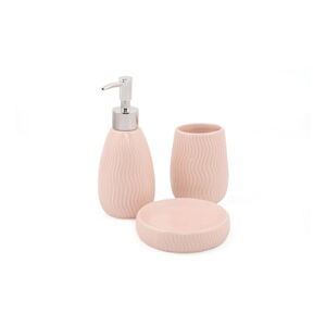 Różowy zestaw akcesoriów łazienkowych ceramiczny Merlin – Mioli Decor