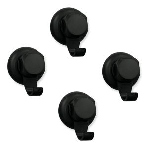 Zestaw 4 czarnych samoprzylepnych haczyków ściennych Compactor Bestlock Black Small Hooks, ⌀ 5,4 cm
