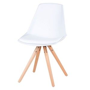 Zestaw 4 białych krzeseł z nogami z drewna bukowego sømcasa Bella