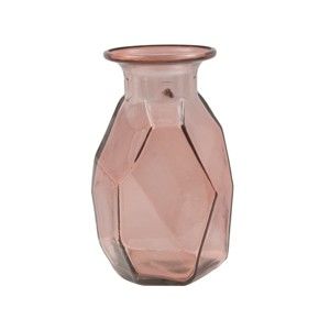 Różowy wazon ze szkła z recyklingu Mauro Ferretti Stone, ⌀ 9 cm