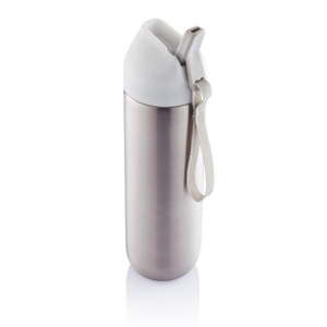 Szaro-biała nerezová butelka na wodęXD Design Neva, 500 ml